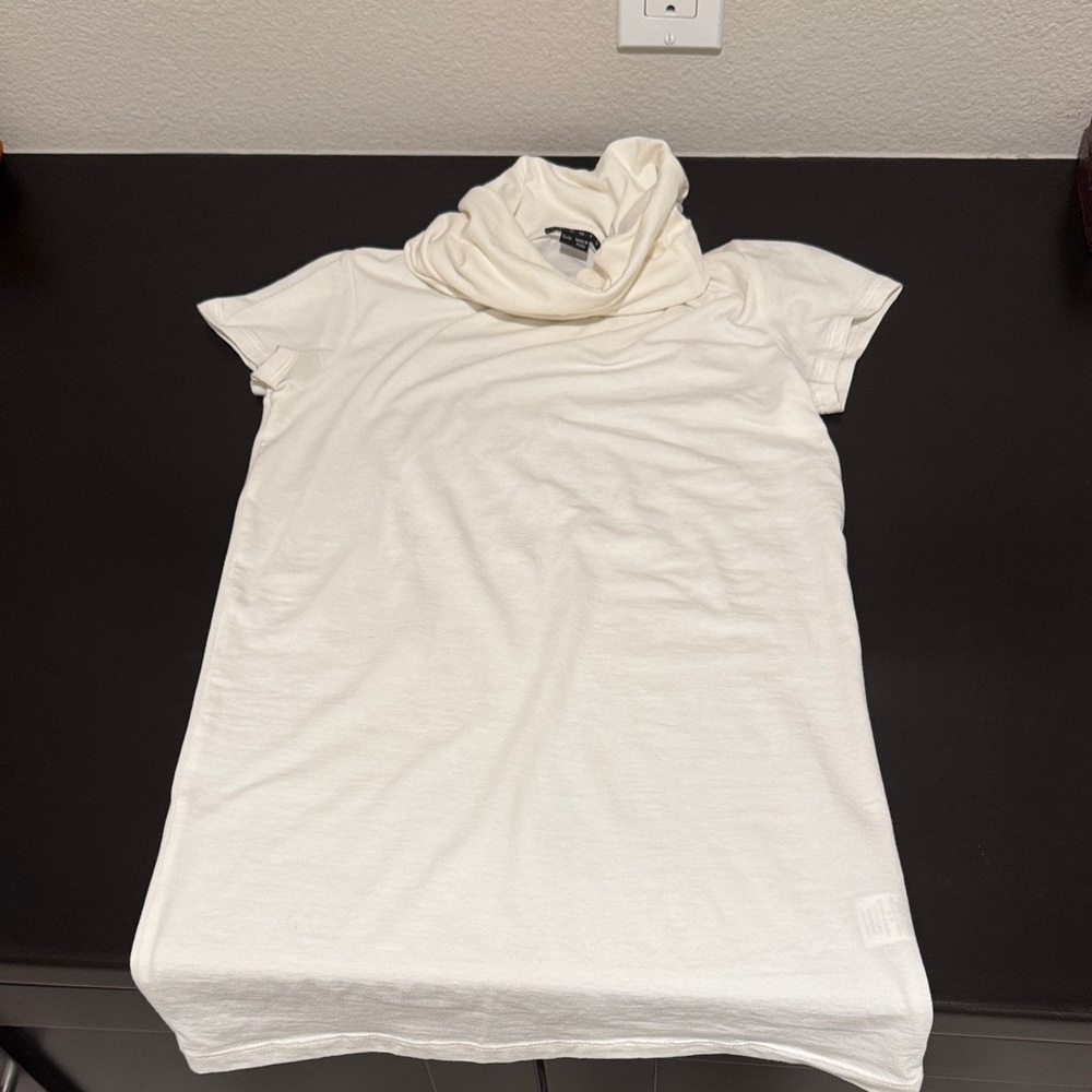 Theory Cream Cowl Neck Short Sleeve Top